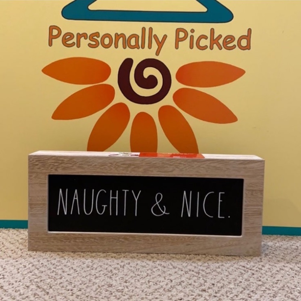 Rae Dunn NAUGHTY & NICE Wooden Sign
